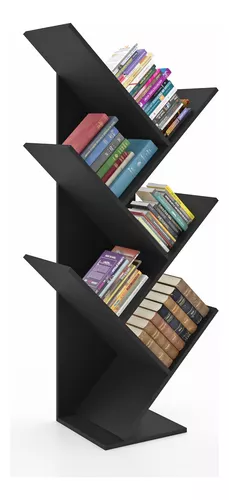 Estante para Livros Diagonal Spine Espresso Móveis Preto