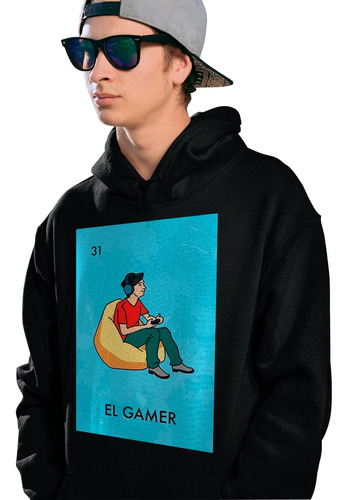 Sudadera Negra Unisex Original De Carta De Loteria El Gamer