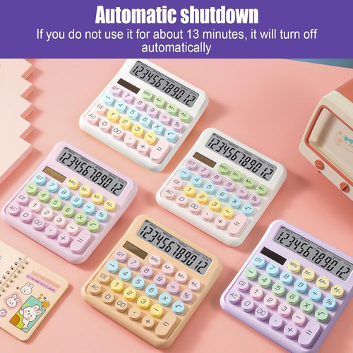 Calculadora Kawaii Solar Botones Grandes Color Pastel