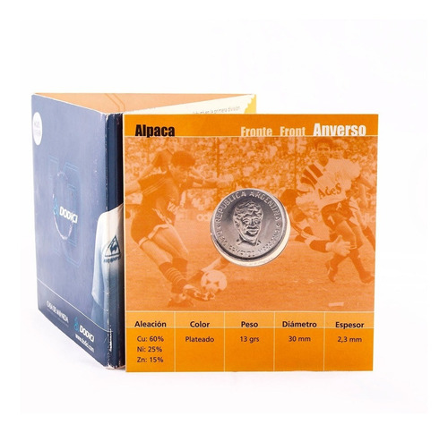 Imagen 3 de 9 de Moneda Niquel Diego Maradona De Coleccion 40 Aniversario
