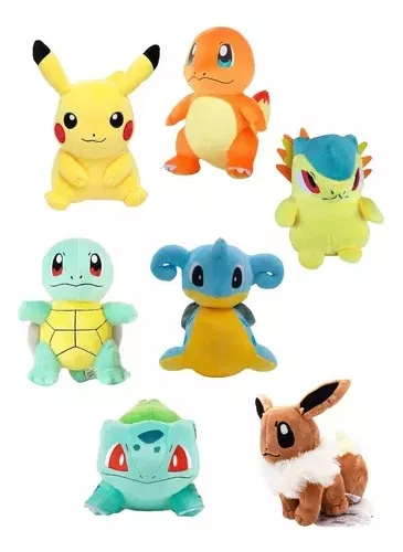 Kit 7 Boneco Pokémon Pelucia Squirtle Charmander Brinquedo