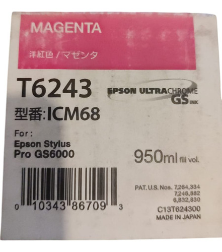 Cartucho De Tinta Epson T6243 Magenta Para Stylus Pro Gs6000