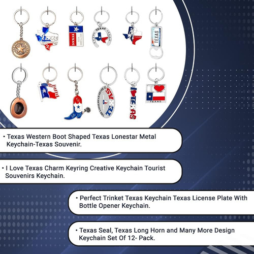 Llavero Metalico Texas Bundle Souvenir, Paquete De 12 Uni...