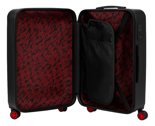 Pack 2 Maleta Dash Con Ruedas Dobles Rígida Negro Con Rojo Negro Rayas