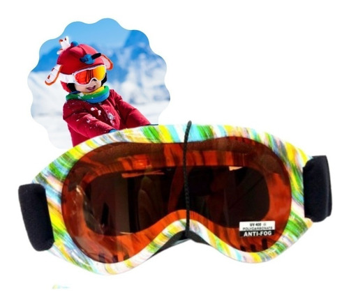 Antiparras Niño Ski Snowboard Nieve Uv400 Antifog Multicolor