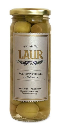Imagen 1 de 1 de Aceitunas Laur Verdes Premium Vidrio 200gr