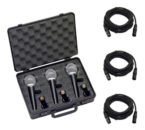 Combo Samson Kit 3 Microfonos R 21 + 3 Cables 6 Metros