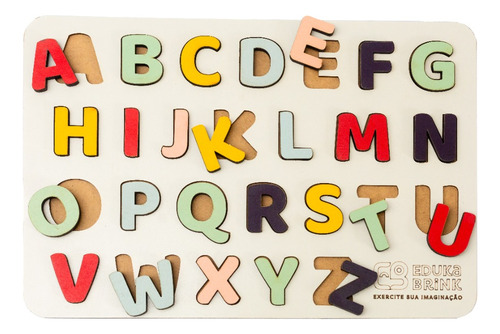 Brinquedo Madeira Letras Coloridas Alfabeto Tabuleiro Smart