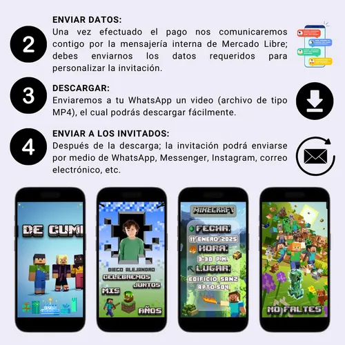 Invitación De Cumpleaños Animada En Video - Minecraft