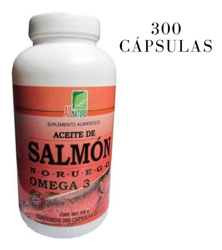 Imagen 1 de 4 de Aceite Del Salmon Noruego Omega 3 All Nature 300 Cápsulas