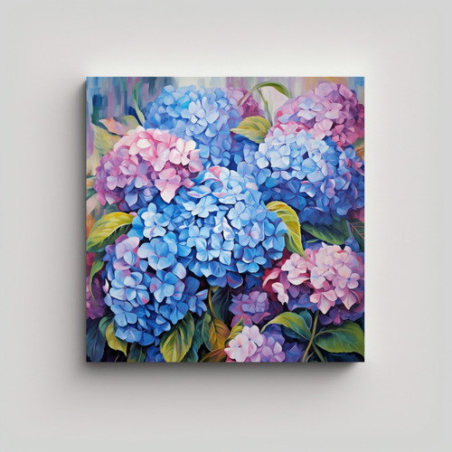 30x30cm Cuadro Abstracto De Hortensias: Belleza Natural