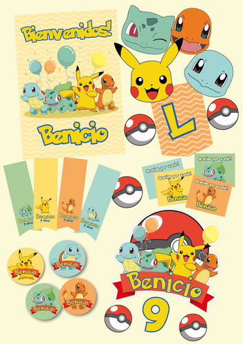 Kit Imprimible Cumpleaños Pokemon Personalizado