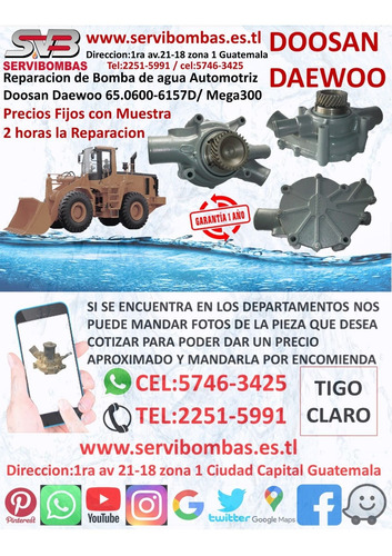 Bombas De Agua Automotrices Doosan Daewoo Dl06 Dx140 Excavad