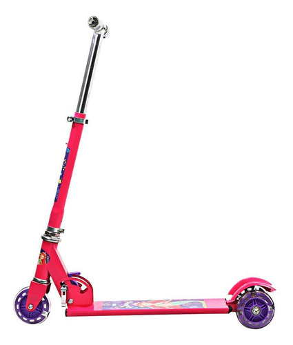 Patinete Infantil Rosa Princesas Com Led - 3 Rodas E Freio