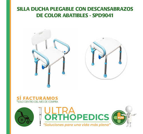 Silla Ducha Plegable Con Descansabrazos Abatibles