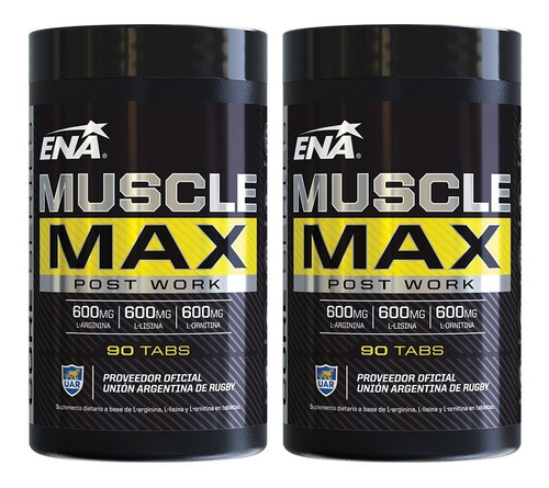 Muscle Max Ena 90 Tab X 2 Uni Arginina Crecimiento Muscular