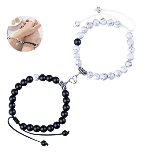 2pcs Regalo Pulsera Con Imán Magneticá Para Pareja Ajustable