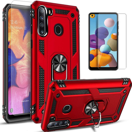 Funda Para Samsung Galaxy A21, Rojo/resistente/soporte