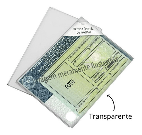 Imagem 2 de 6 de Capa Porta Cnh Habilitação Plástico Transparente Kit 100unds