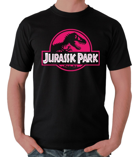 Playera Jurassic Park Clásico Logo Pink Hombre