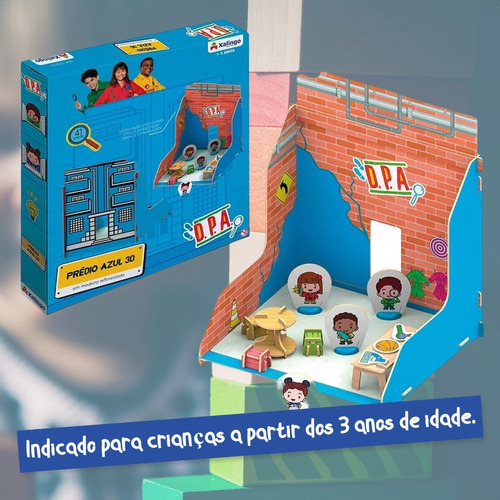 Quebra-cabeça 3d Playset D.p.a Prédio Azul 41 Peças Madeira