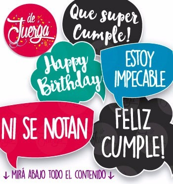 Photo Booth Cumpleaños Imprimible 20 Frases Props