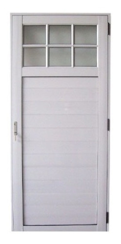 Puerta Exterior Aluminio Blanco 1/4 Vidrio Repartido 90x200