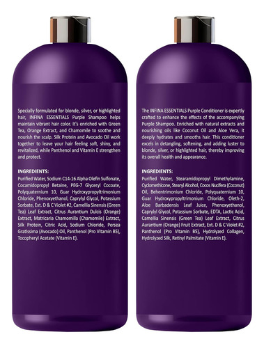 Conjunto De Shampoo E Condicionador Roxo Infina Essentials -