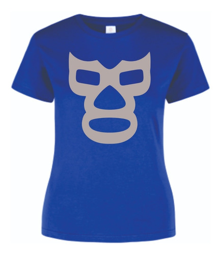 Blue Demon Lucha Libre Playera Mujer Estampado Plata Mod. 1 