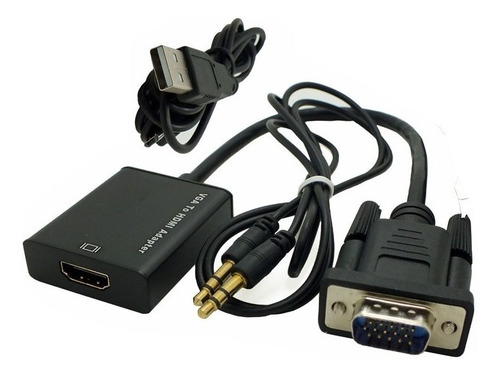 Imagem 3 de 4 de Vga Macho Para Hdmi Fêmea Adaptador Conversor Com 3.5mm