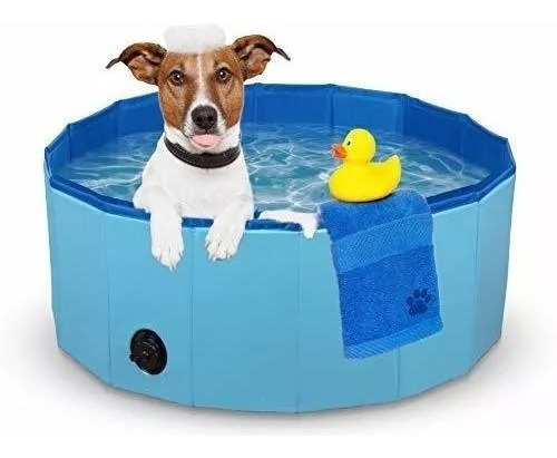 Piscina Plegable Para Mascotas Ducha Resistente 80cm 