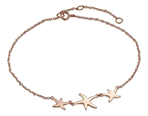 925 Pulsera Tobillera Triple Estrellas De Mar De Plata Ester