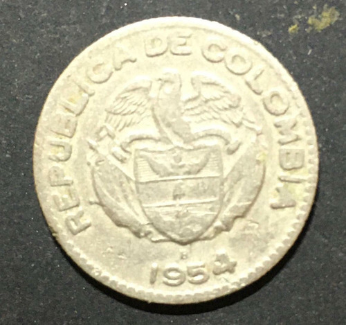 Moneda Colombia 10 Centavos De 1954 Con B En Plata