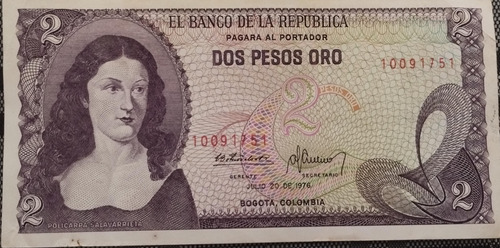 Billete 2 Pesos Oro 1976