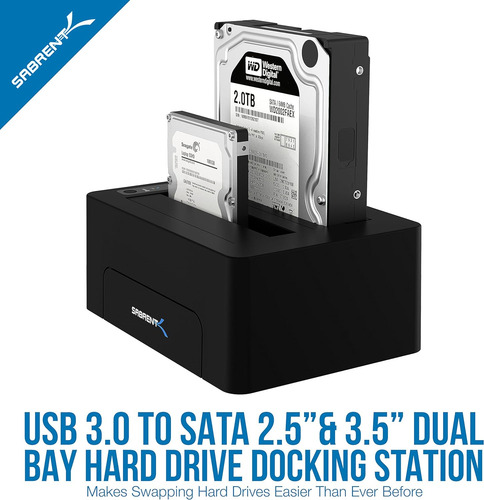 Base De Disco Duro Externa Sabrent Usb 3.0 A Sata Dual Bay..