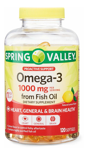 Spring Valley Omega-3 1000 Mg De Aceite De Pescado Suplement