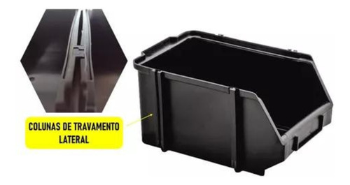 Kit 12 Caixa Organizadora Bin N8 Plástica Resistente Preto