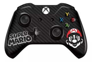 Super Mário - Adesivo Skin Controle Xbox One Carbono Preto