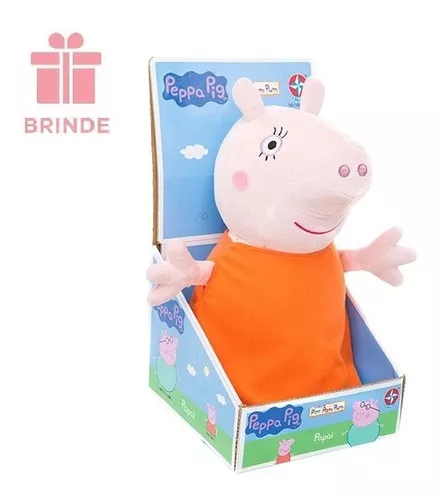 Peppa Pig pelúcia para crianças, peluches macios, desenhos