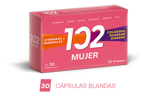 102  Mujer Vitaminas Y Minerales 30 Caps Suplemento Sabor No