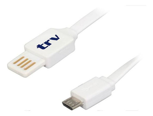 Cable Usb 2.0 A Micro 23cm Plano Datos Y Carga Rápida Color Blanco