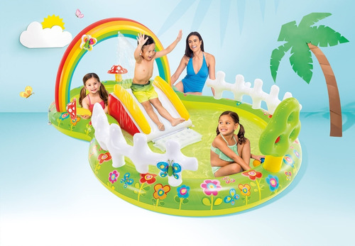 Piscina Inflable Parque Acuatico P Niños +2 C Tobogan Jardín