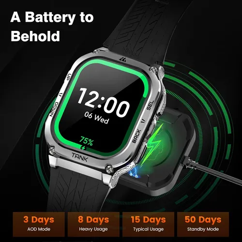 Reloj Inteligente Kospet Tank M3 C/ Bluetooth 1.96 Plateado