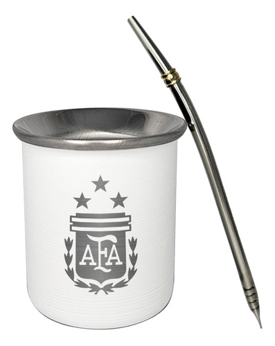 Mate Acero Térmico Grabado Laser Escudos De Futbol Bombilla 