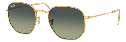 Óculos de sol Ray-ban Hexagonais Xl, cor amarela com armação de metal padrão - Rb3548