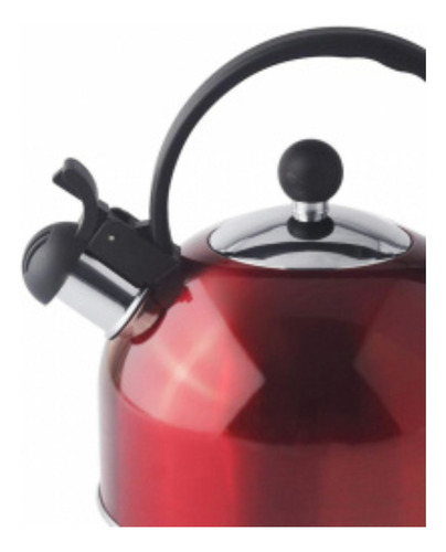 Tetera Silbadora Whistling Kettle 3l Roja Acero Inoxidable M