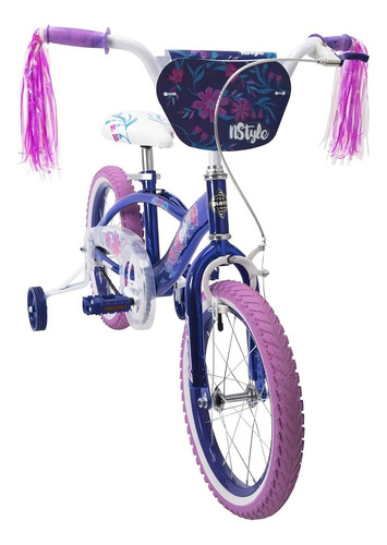 Bicicleta de caminhada infantil Huffy N Style R16, freio traseiro roxo de 1v com rodinhas