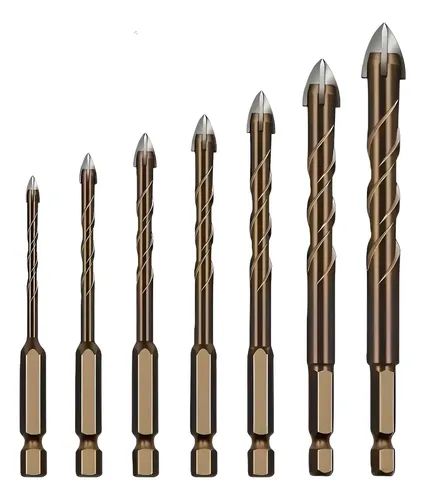 Kit 7 Brocas Excêntricas Serrilhada Multiuso Titânio 3 12mm