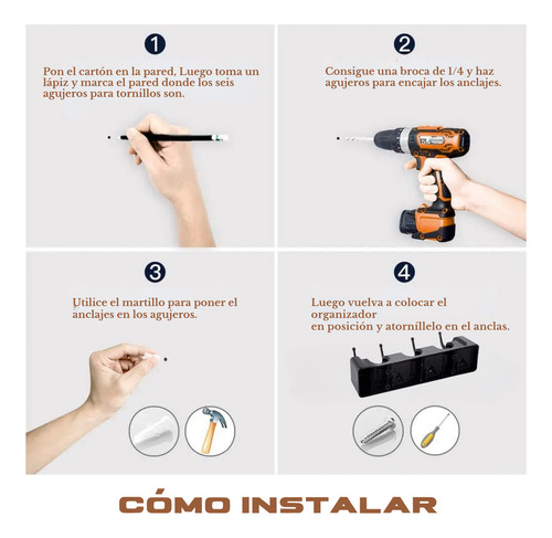 Organizador Con Trapeadores Y 3 Espacios Para Colgar Escobas
