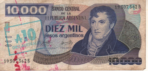 Bottero 2707 Billete 10 Australes S/10.000 Pesos Arg. 1985 